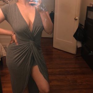 Gray maxi dress open cut